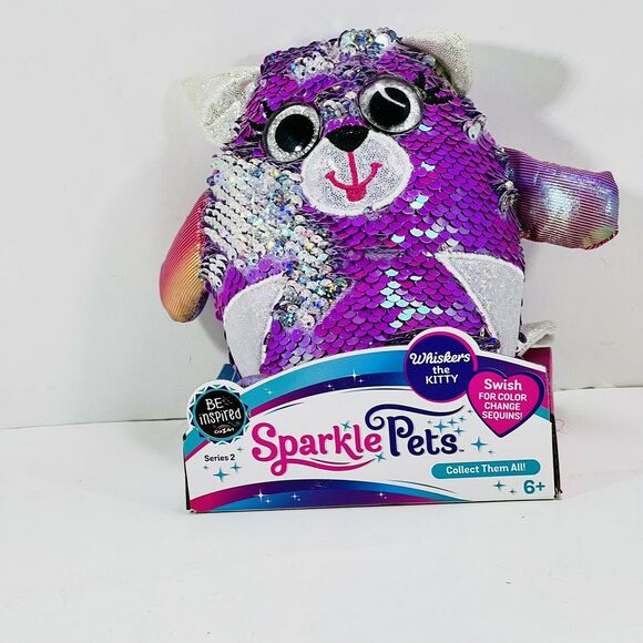 Sparkle Pets Whiskers the Kitty Plush Toy Color Change Sequins 6 inch Series 2 - Picture 11 of 13